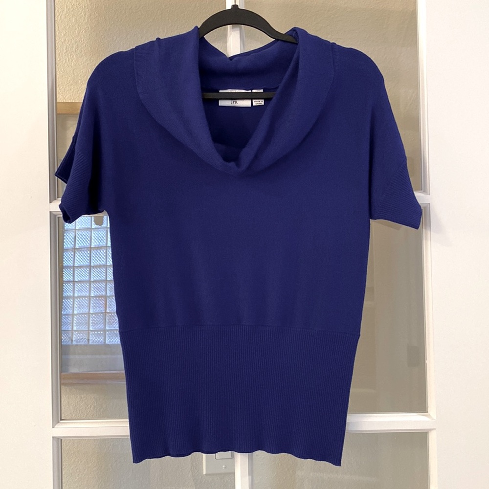 JPR Uniform royal blue cowl neck sweater top short sleeve S